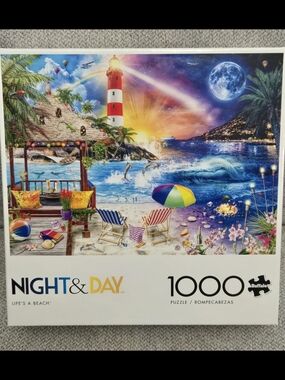 Night&Day -" Lifes A Beach"-1000 Piece Jigsaw Buffalo Games Puzzle
